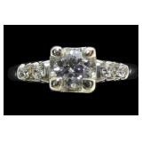 18K White gold natural diamond ring with yellow