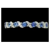 14K White gold Le Vian diamond and blue topaz band