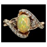 14K Rose gold Le Vian cabochon opal in bypass