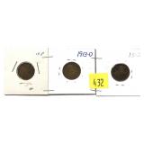 Lot, 3 Lincoln cents: 1913, 1913-D, 1913-S