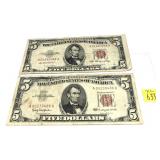 x2- $5 United States notes, series of 1953, 1963,