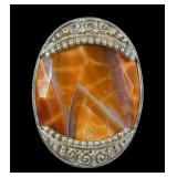 Sajen sterling silver faceted spiny oyster ring,