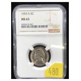 1953-S nickel, NGC slab certified MS-65