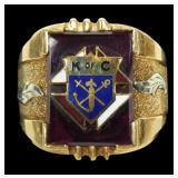 10K Yellow and white gold lab ruby Knights of