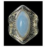 Sterling silver bezel set marquise cabochon