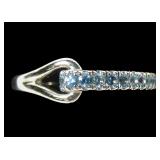 Sterling silver round cut blue spinel stirrup