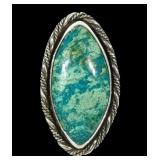 Sterling silver large bezel set rope framed