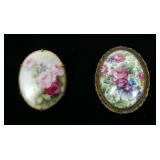 Lot, Limoges and hand painted porcelain brooches
