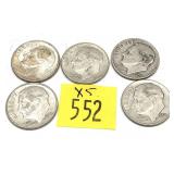 x5- Dimes, 90% silver, -x5 dimes, Sold by the