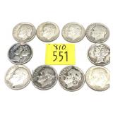 x10- Dimes, 90% silver, -x10 dimes, Sold by the