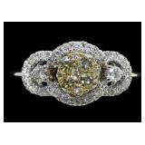 14K White gold diamond ring with yellow gold