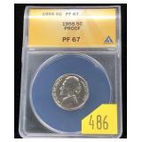 1955 nickel, ANACS slab certified Proof 67