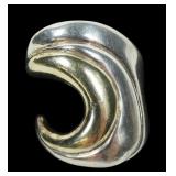 Sterling silver curl design ring with gold wash