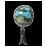 Sterling silver turquoise squash blossom pendant,