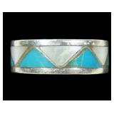 Sterling silver inlaid turquoise and mother of