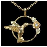 10K Yellow, rose and white gold hummingbird