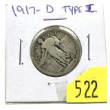 1917-D Type I Standing Liberty quarter