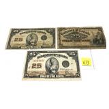 Lot, Canadian 25-cent notes, 3 pcs.