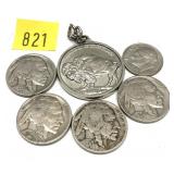 Lot, coins and token, 6 pcs.