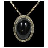 Vintage sterling silver black onyx necklace with