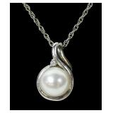 Sterling silver and 14K yellow gold 8mm pearl