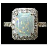 Sterling silver gold wash rectangular cabochon