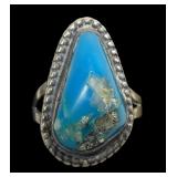 Sterling silver vintage turquoise ring, out of