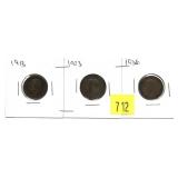 Lot, British farthings(1913, 1923, 1936), 3 pcs.