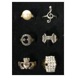 Lot, six sterling silver rings, lot of 6