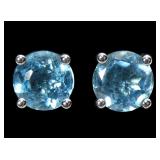 Sterling silver round brilliant cut blue topaz