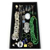 Lot, jewelry, including sterling, jade and