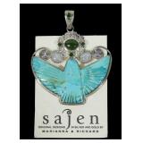 Sajen sterling silver bezel set turquoise stylized