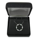 Sterling silver opal and round cut white topaz 18"