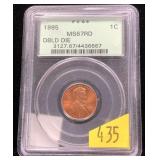 1995 Lincoln cent, PCGS slab certified MS-67,