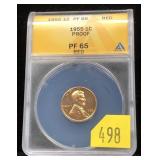 1955 Lincoln cent, ANACS slab certified