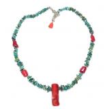 16" Turquoise and spiny oyster necklace with