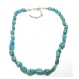 Running Bear 18" turquoise necklace with sterling
