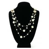 Sterling silver 17" three-strand pearl station