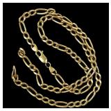 14K Yellow gold 22" figaro chain, as is,