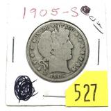1905-S Barber half dollar