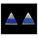 Sterling silver inlaid lapis lazuli post earrings