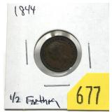 1844 British half farthing