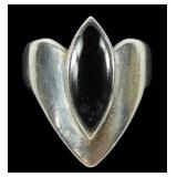 Sterling silver bezel set black onyx modernist