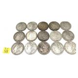 x15- Morgan dollars, mixed dates, -x15 dollars,