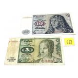 Lot, German notes, 2 pcs.