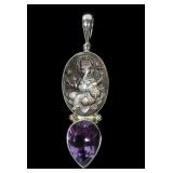 Sajen sterling silver 2.5" pendant with bezel set