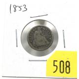 1853 Seated Liberty dime