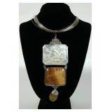 Sajen sterling silver carved mother of pearl,