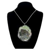 Sterling silver wire wrapped geode with 22"