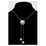 Israeli sterling silver 20" serpentine pearl bolo